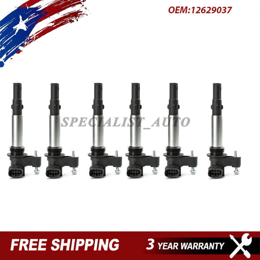6PCS Ignition Coil 2004-2008 for Cadillac CTS 2.8L 3.6L 04-06 SRX 05-10 STS