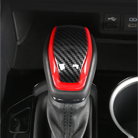 Suitable for Toyota RAV4 2019 - 2023 ABS, red carbon fiber shift knob cover trim.