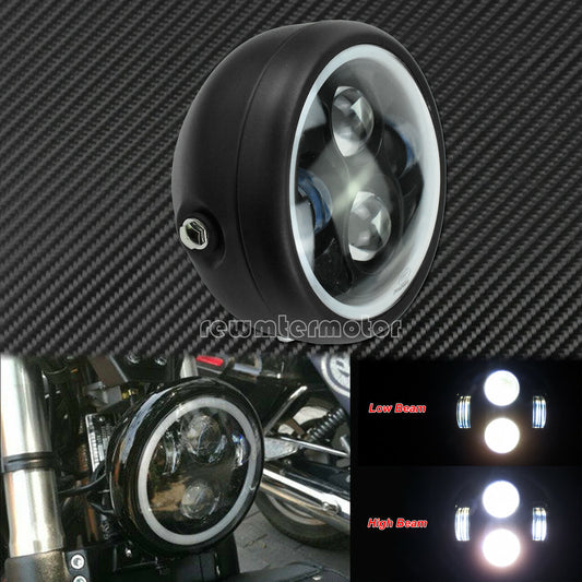 6.5 Motorcycle Front Headlight Grill LED Lamp Fit for Harley Sportster Racer