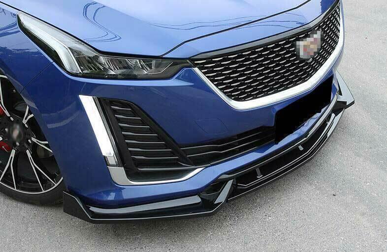 for Cadillac CT5 CT5-V 2020-2023 Glossy Black Front Bumper Lip Spoiler Bodykit