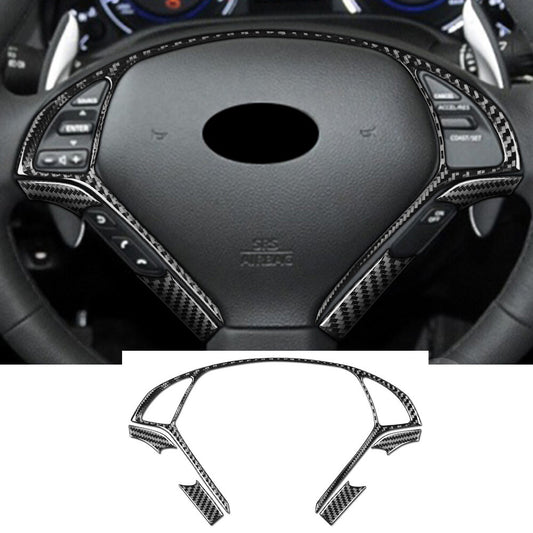5¡ÁCarbon Fiber Steering Wheel Button Panel Trim for Infiniti G37 Sedan 2010-2013