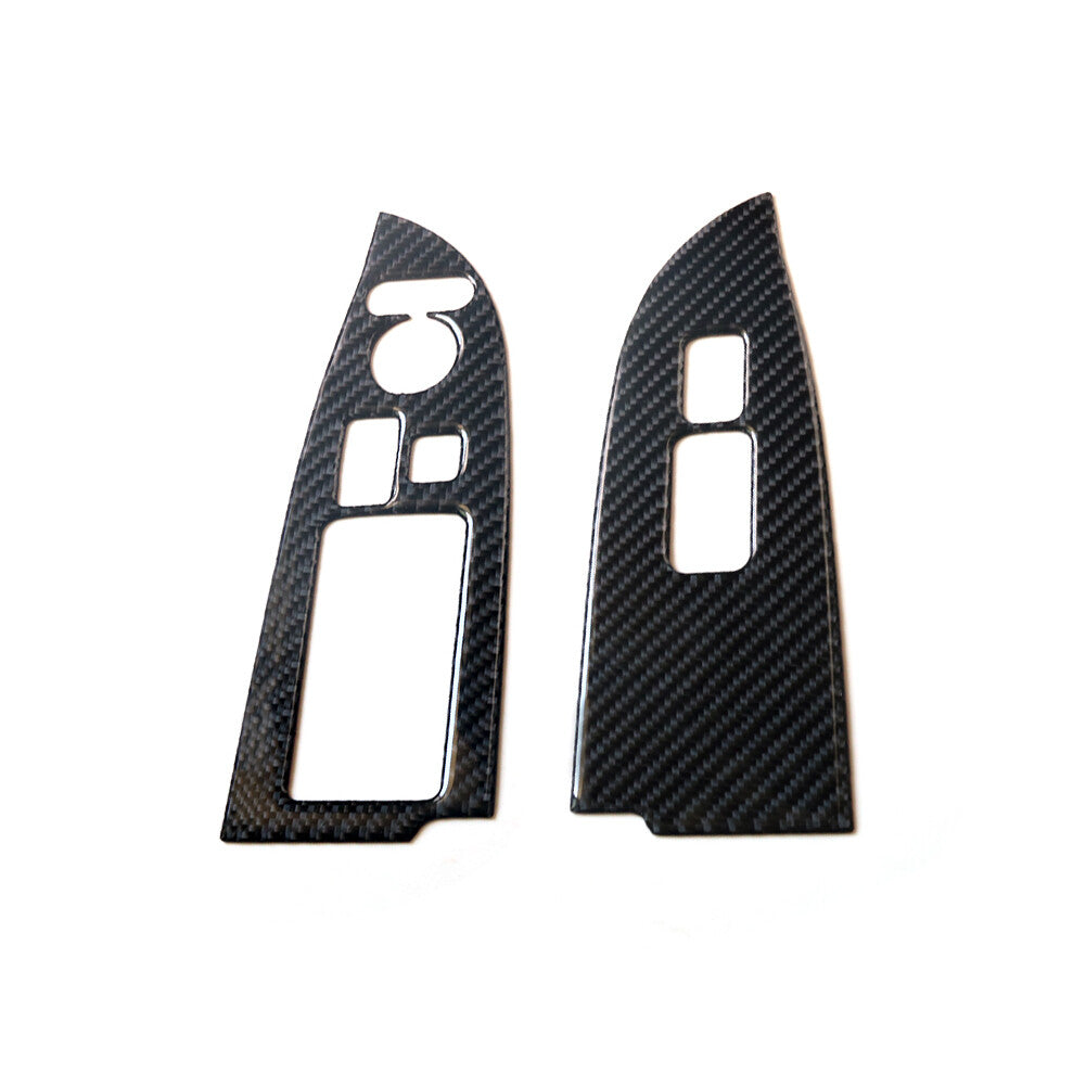 2Pcs for Honda Odyssey 2005-2010 Carbon Fiber Front Window Control Cover Trim