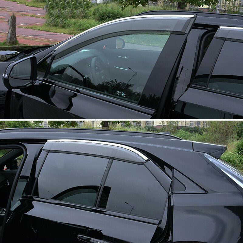 for Cadillac XT4 2018-21 W/Chrome Window Vent Sun Shade Rain Guard Door Visor 4x