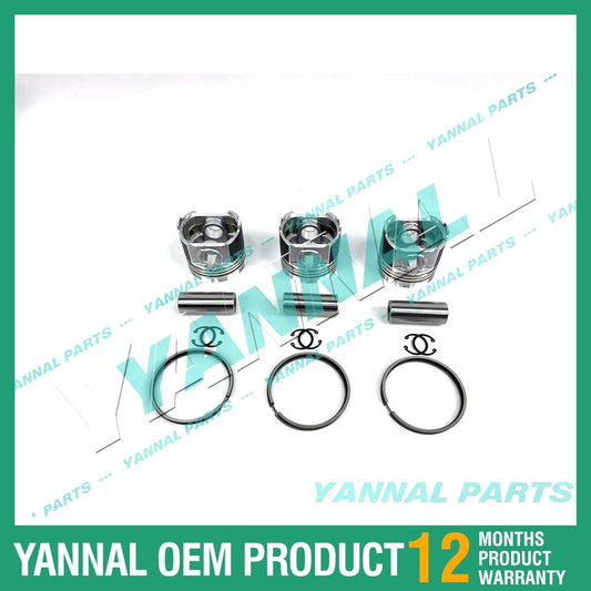 3-piece piston with piston rings + 0.5 mm for Mitsubishi S3L engine (extra large size)