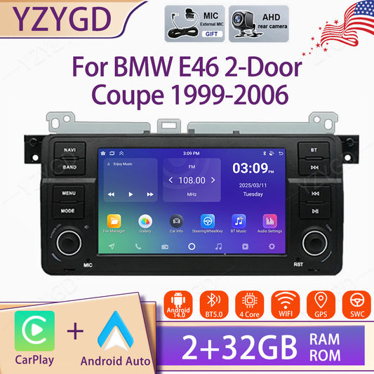 Car Radio CarPlay WiFi for BMW E46 2-Door Coupe 1999-2006 GPS Navi Touch Screen