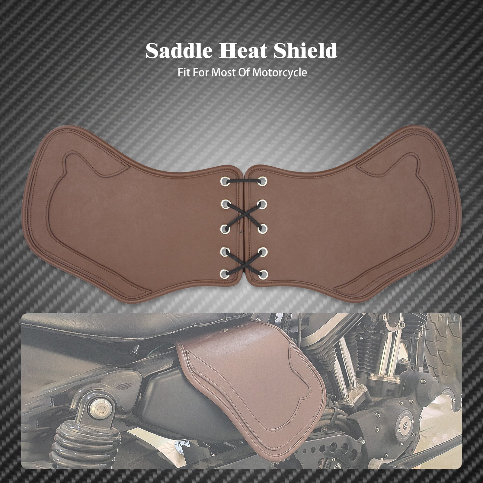 Brown Leather Heat Saddle Shield Deflector Cushion Fit for Harley Sportster Dyna