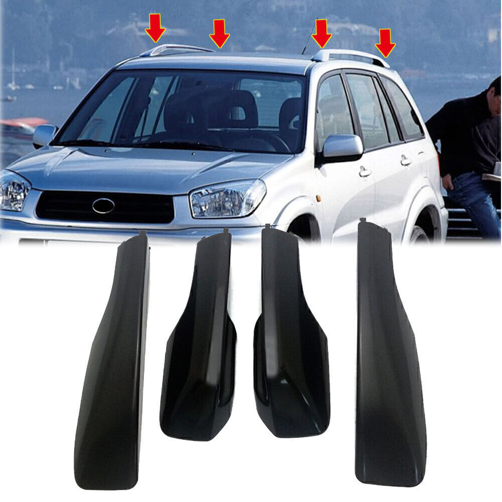 4pcs Roof Rack Rail End Cover Cap Shell Replacement Black for Toyota RAV4 01-05
