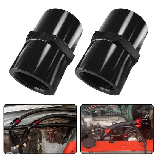 2PCS ALUMINUM FEMALE 1/2 NPT PIPE PIPING COUPLER ANODIZED FITTING ADAPTER BLACK