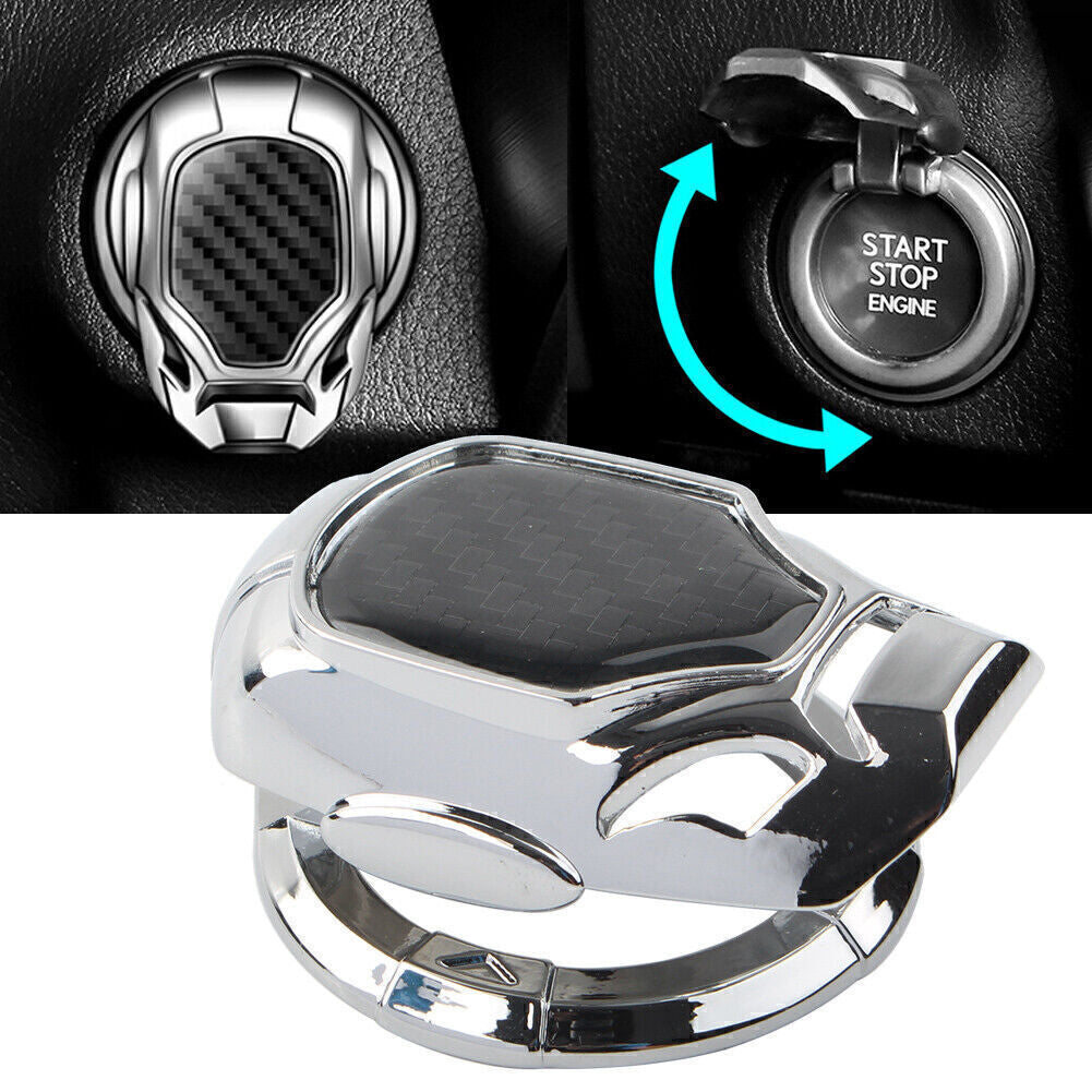 Ignition Engine Decor Ring Trim Cover Cap Start Stop Button Silver Universal