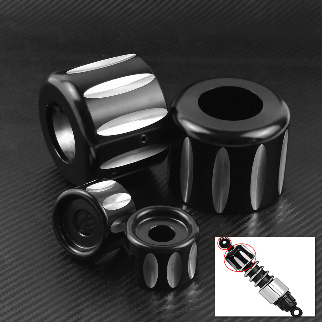 Rear Shock Lower  Shock Top Mount Bolt Cover Fit for Harley Sportster 883 Black