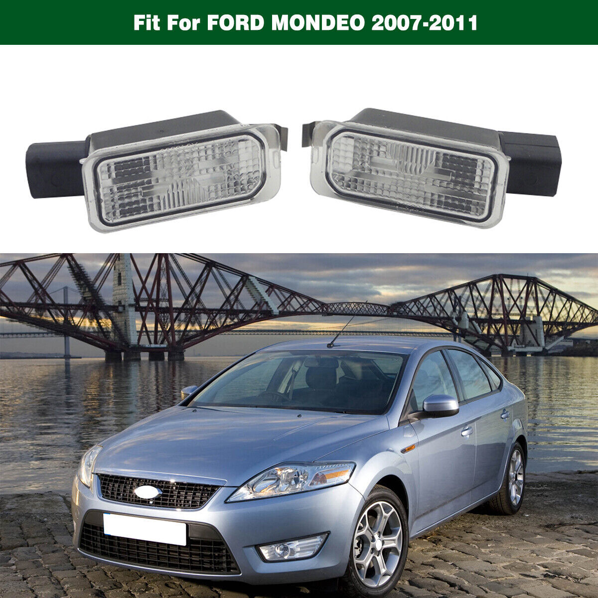 2X Rear Number License Plate Lights (With Bulb Holder) For Mondeo Mk4 2007-2010