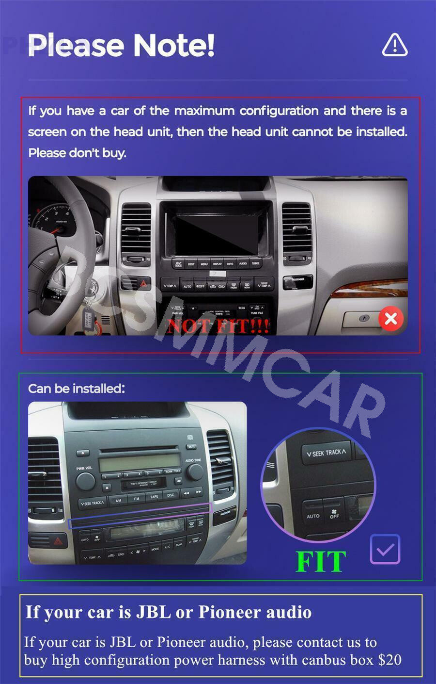 Fit for LEXUS GX470 for Toyota for Land Cruiser 2002-2009 Car Stereo Radio Player GPS