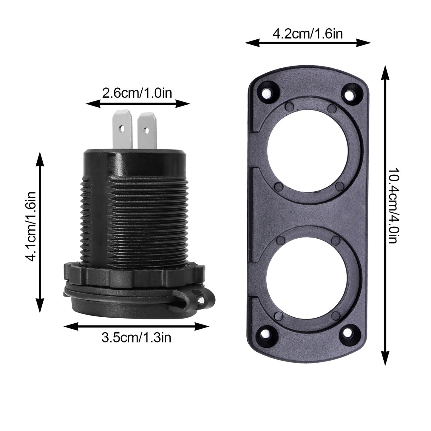 Car Car Cigarette Lighter Outlet with Dual USB Charger Female Built-in 12V