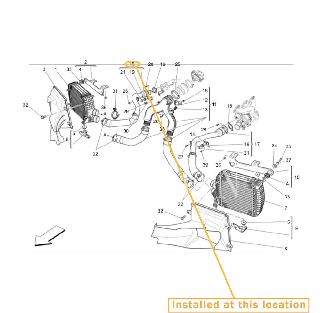 Equipment Manufacturer ( ) for Maserati Ghibli Quattroporte Intake Hose: 670001351