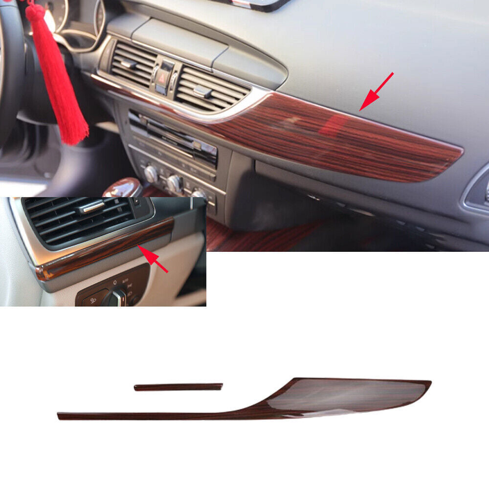 for Audi A6 2012-2018 Peach Wood Grain Inner Console Instrument Strip Cover Trim