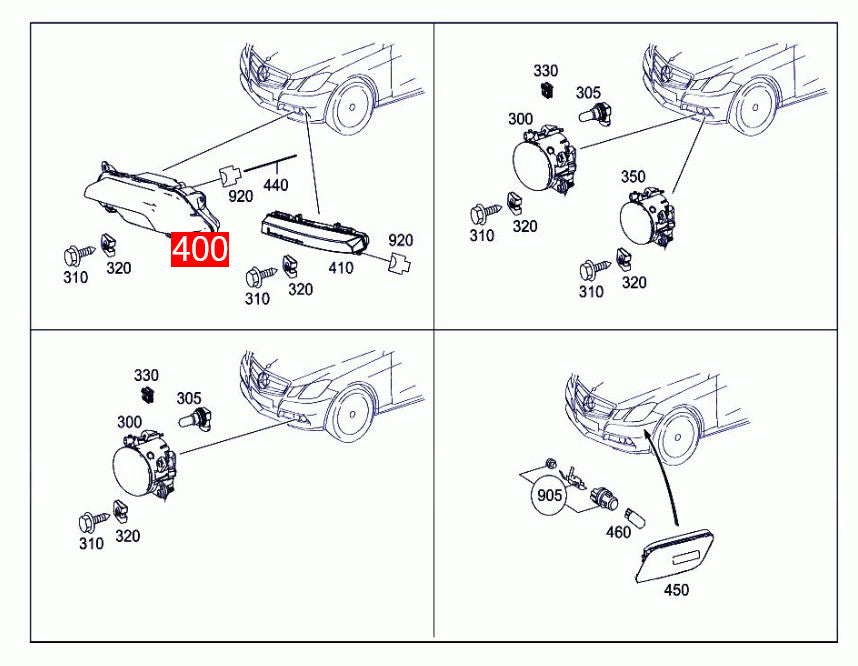 The left daytime running light is applicable to for Mercedes-Benz E350, E550 (2010-2016), and E63 AMG (2010-15).