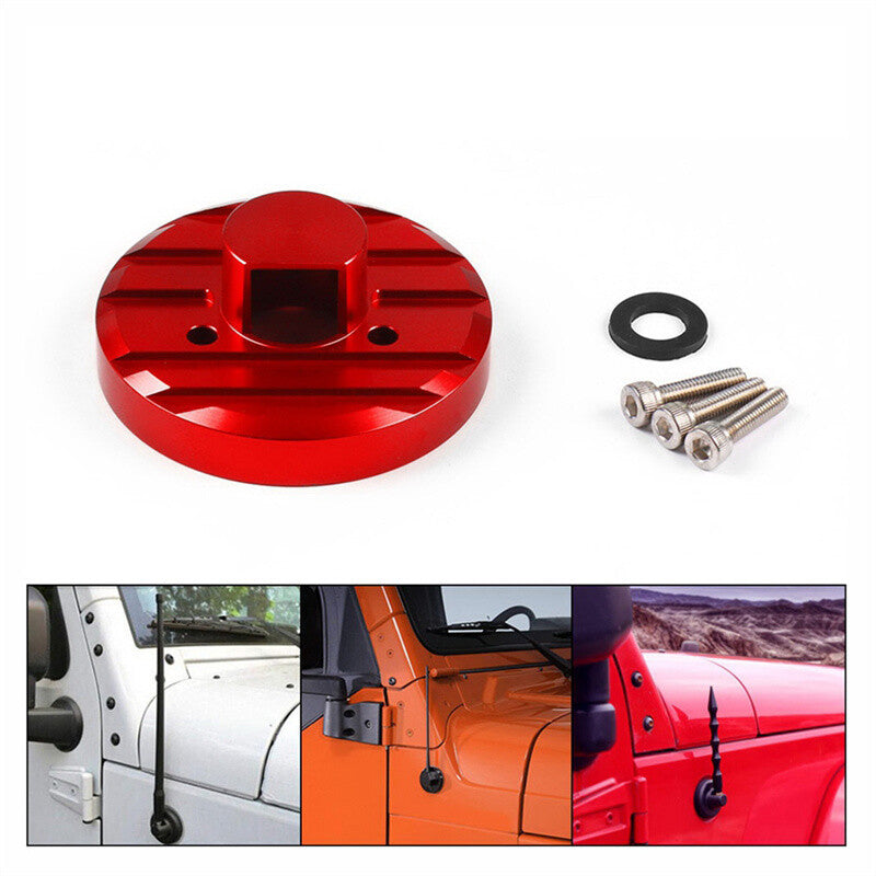 Red Aluminum Antenna Base Shell Cover Trim for 2007-2017 for Jeep for Wrangler JK JL