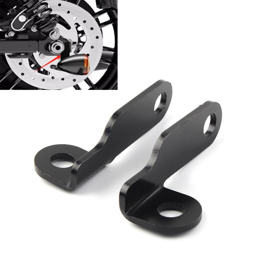 2x Black Turn Signal Light Relocation Bracket Axle Mount for Harley Touring Dyna