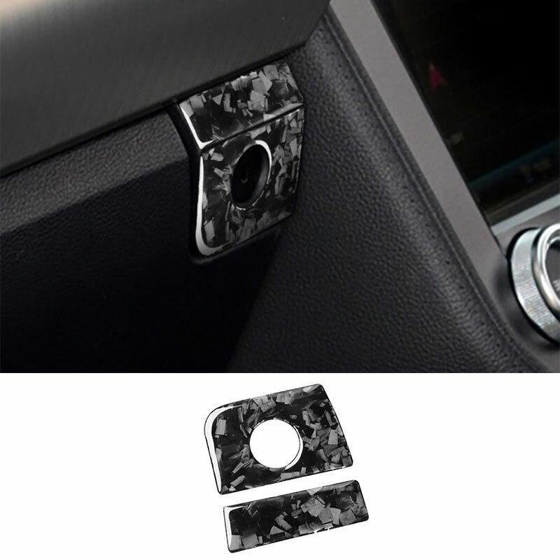 Forged Carbon Fiber Storage Box Keyhole Cover Trim for Ford for Mustang 2015-2022