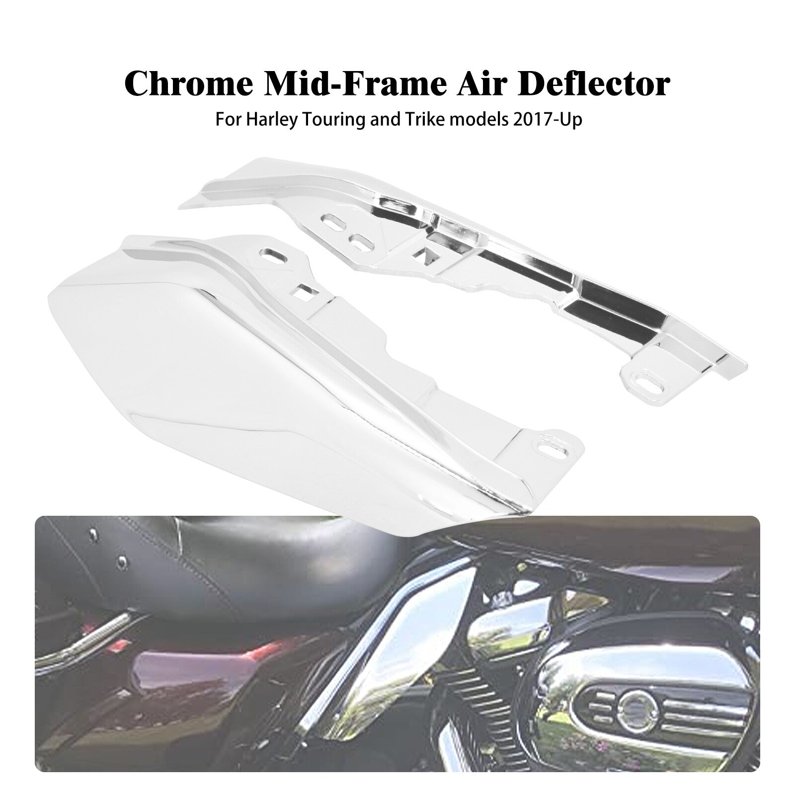 Chrome Mid-Frame Air Heat Deflectors for Harley Touring Electra Road Glide 17-23