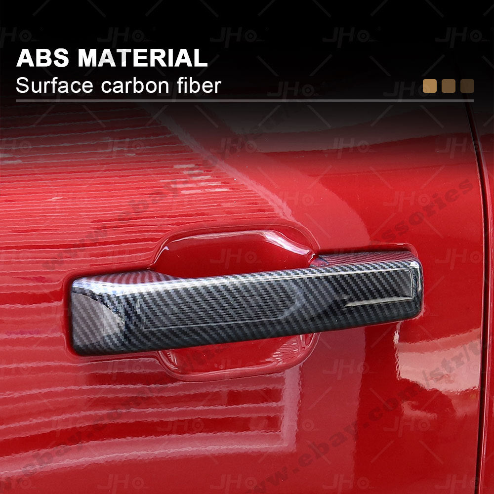 Carbon Fiber Exterior Door Handle Cover Trim for Ford F150 2021-2022 Accessories