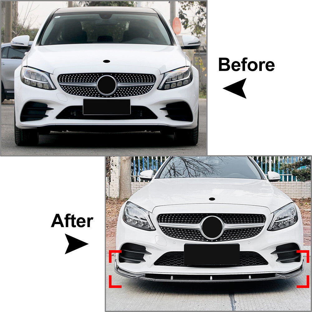 Front Bumper Spoiler Splitter Lip for Mercedes-Benz C Class W205 2019-2021 20