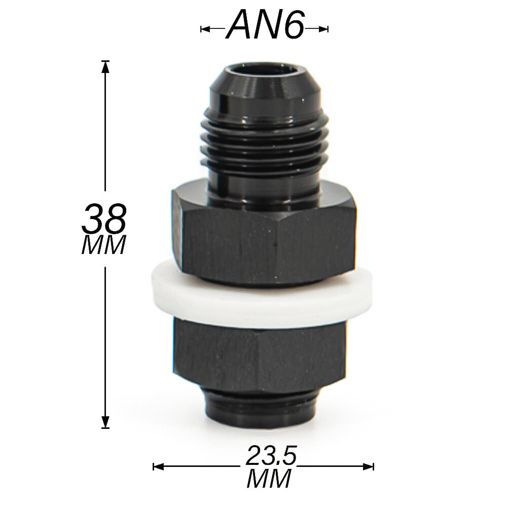 4Pcs Black 6 AN AN6 Flare Fuel Cell Bulkhead Fitting With Teflon Washer AN6