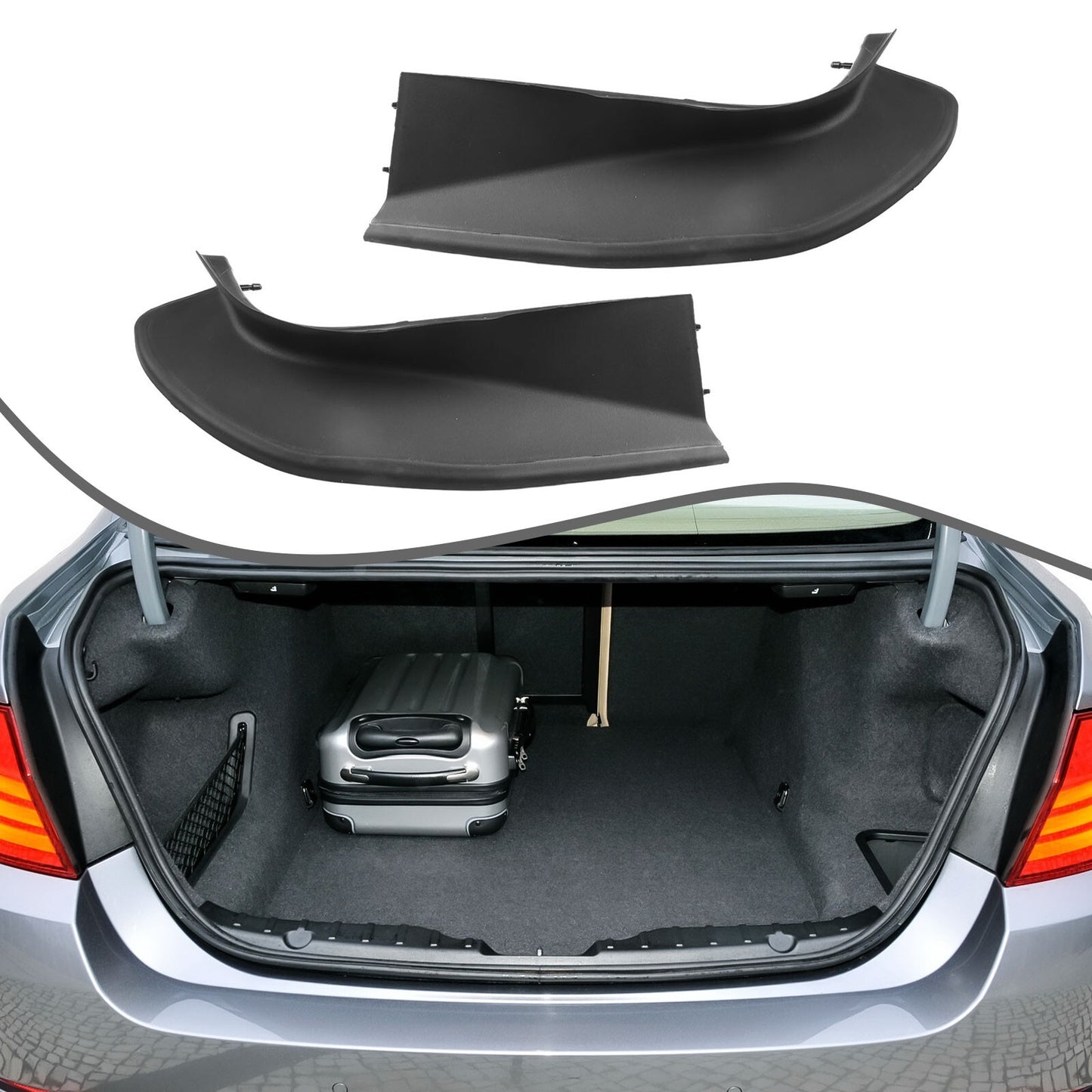 Pair Rear Trunk Rail Drip Trims For 535d 550i 528i 51497453355 51497453356