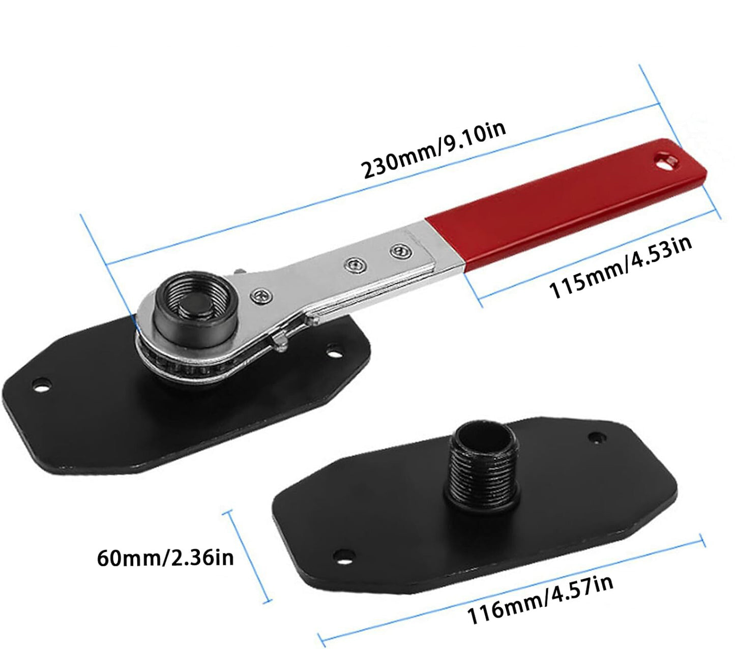 Car Ratchet Brake Piston Wrench W/Hooks Caliper Pad Install Tool Press RedBlack