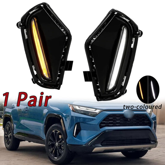 LED dual-color DRL fog lights with turn signal function suitable for Toyota RAV4 2019-2024.