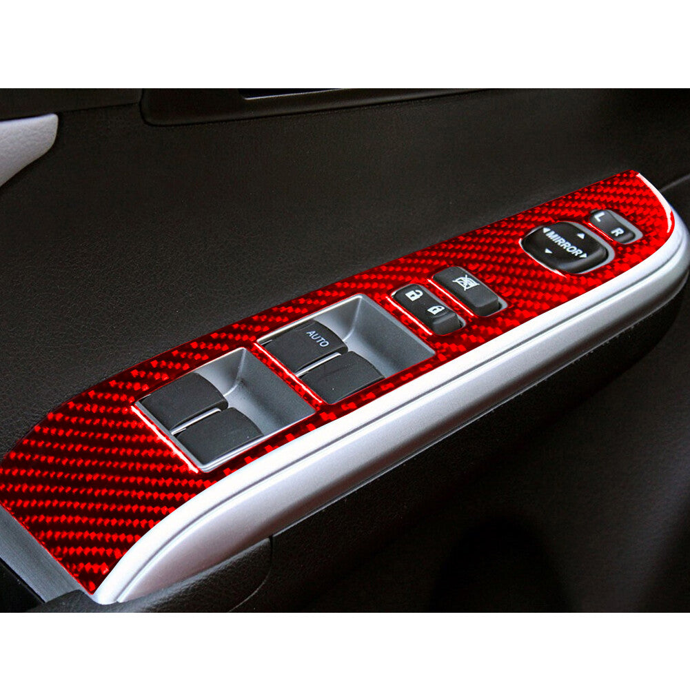 2x Red Carbon Fiber Car Front Window Lock Lift Panel Frame Trim for Toyota for Camry