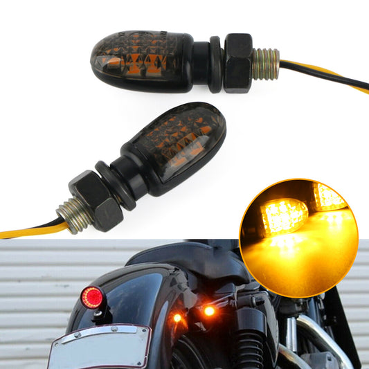 2-piece turn signal indicator light E24 for mini LED motorcycle amber flash light black