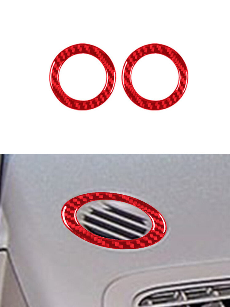 Red Carbon Fiber Left-right Vents Circle Trim Cover for Nissan Quest 2004-2006