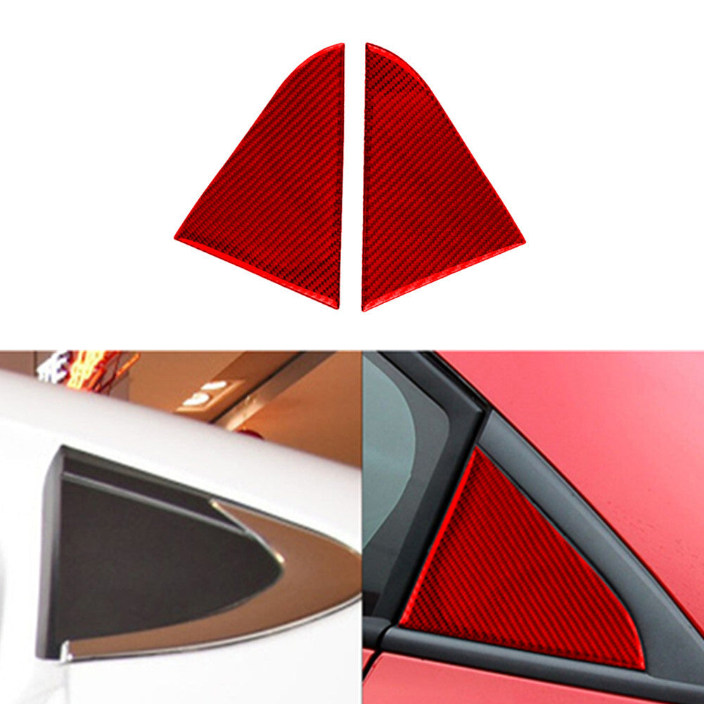 2Pcs Red Carbon Fiber Triangle Window Cover Trim for Chevrolet for Cruze 2009-2015