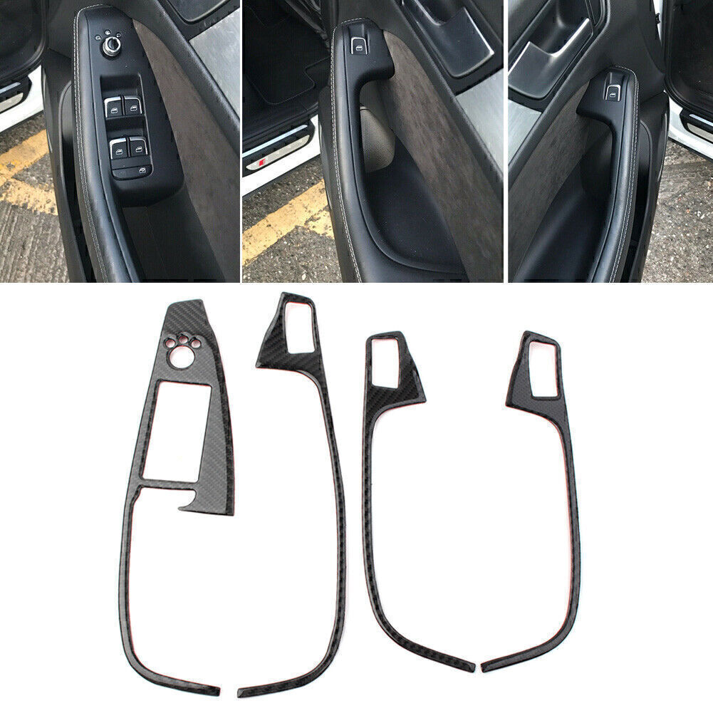4x Carbon Fiber Interior Window Switch Button Cover Trim Fit for Audi Q5 09-2017 RHD