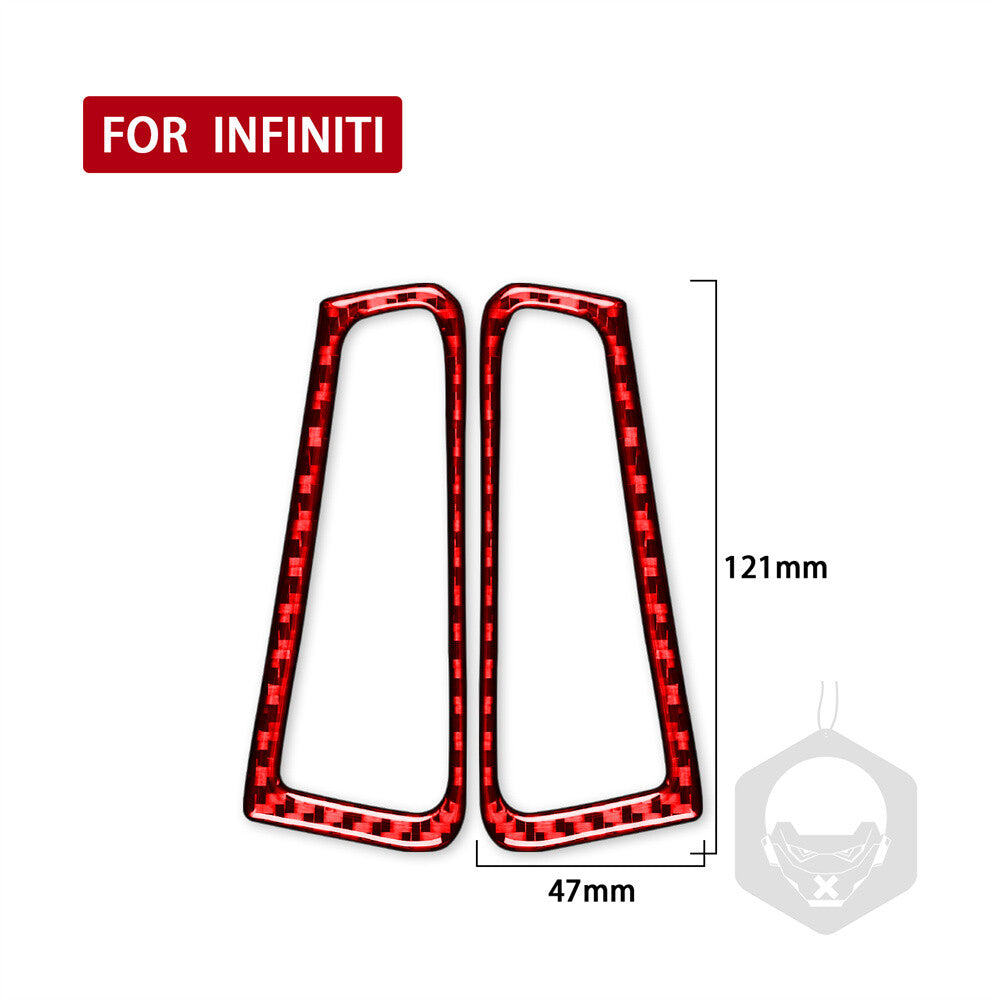 2¡ÁRed Carbon Fiber Demist Air Vent Outlet Cover for Infiniti G37 Sedan 2007-2013
