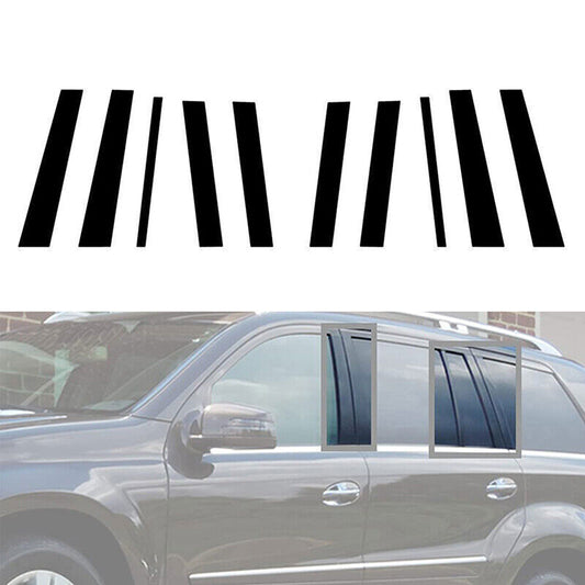 for Mercedes GL-Class 2006-12 Piano Black Pillar Posts Door Window Molding Strip