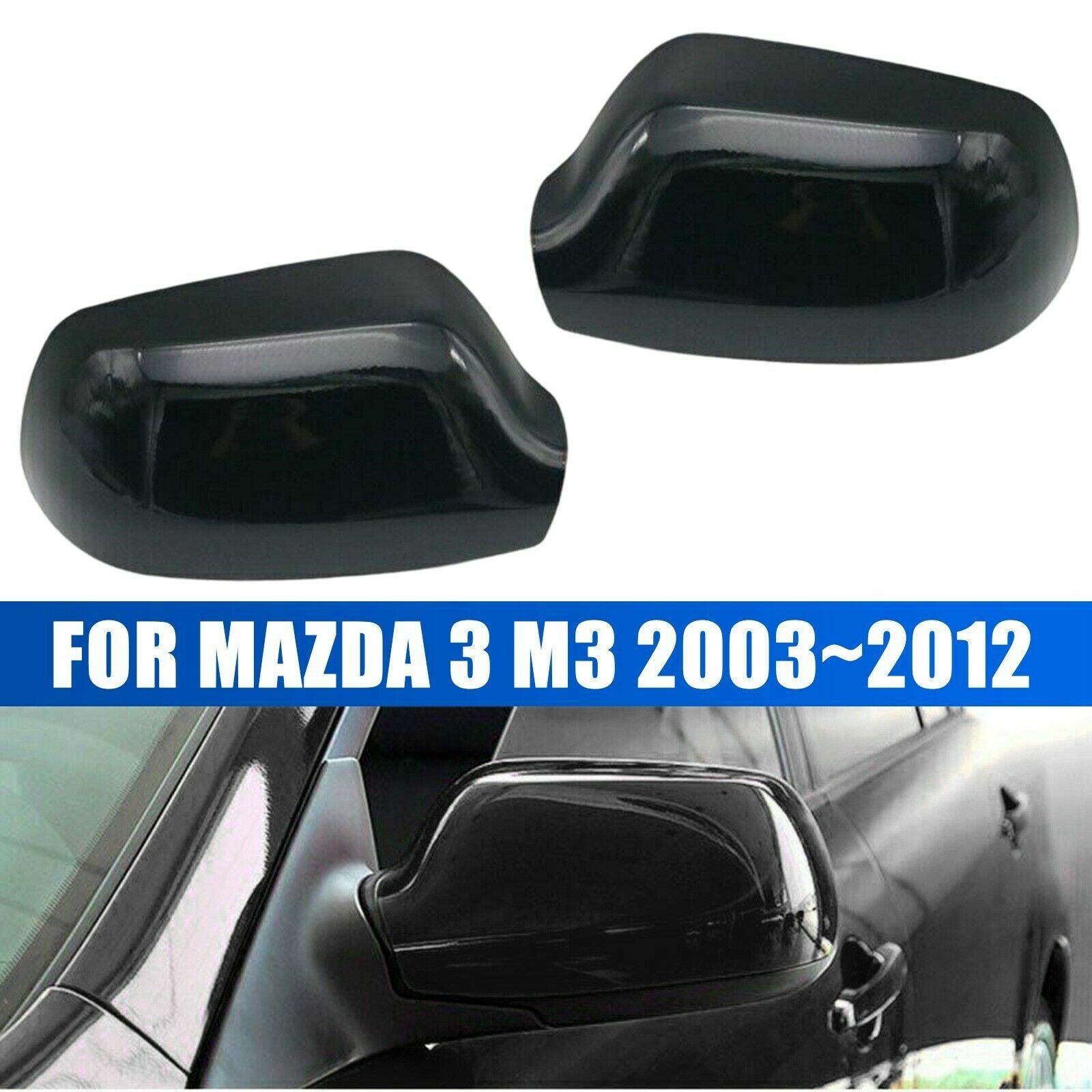 2Pc Car Rearview Mirror Housing Door Side Mirror Cover fit for Mazda 3 M3 03~ 09 AT