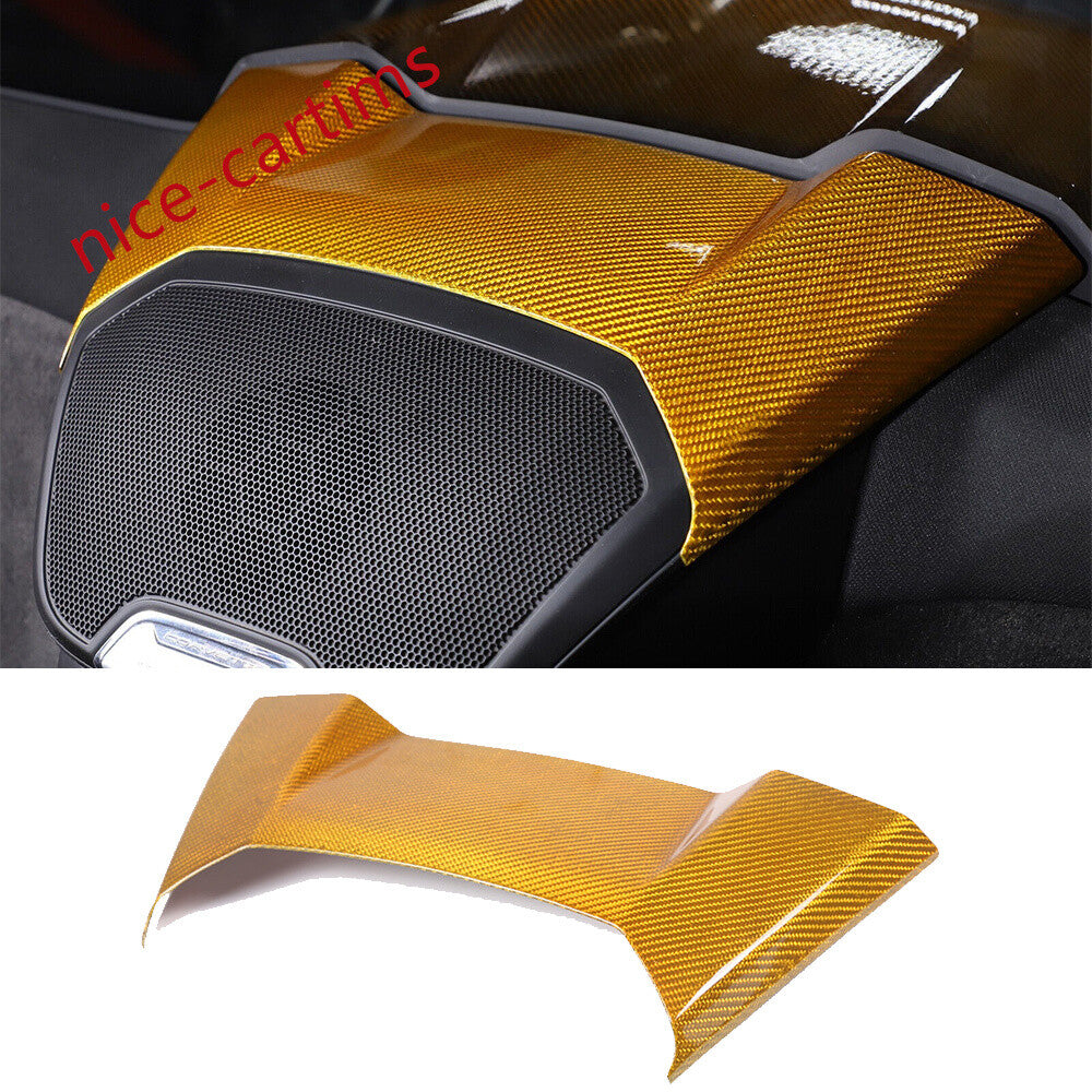 Yellow Carbon Fiber Rear Speaker Upper Panel Cover for Corvette C8 2020-24 Coupe