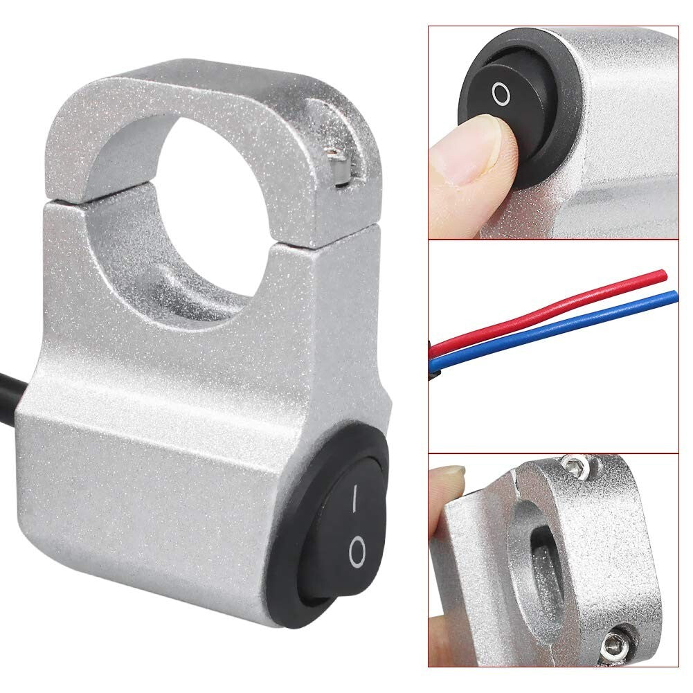 Silver12V Motorcycle Switch Handlebar 22mm Motorcycle Switch On/Off Button