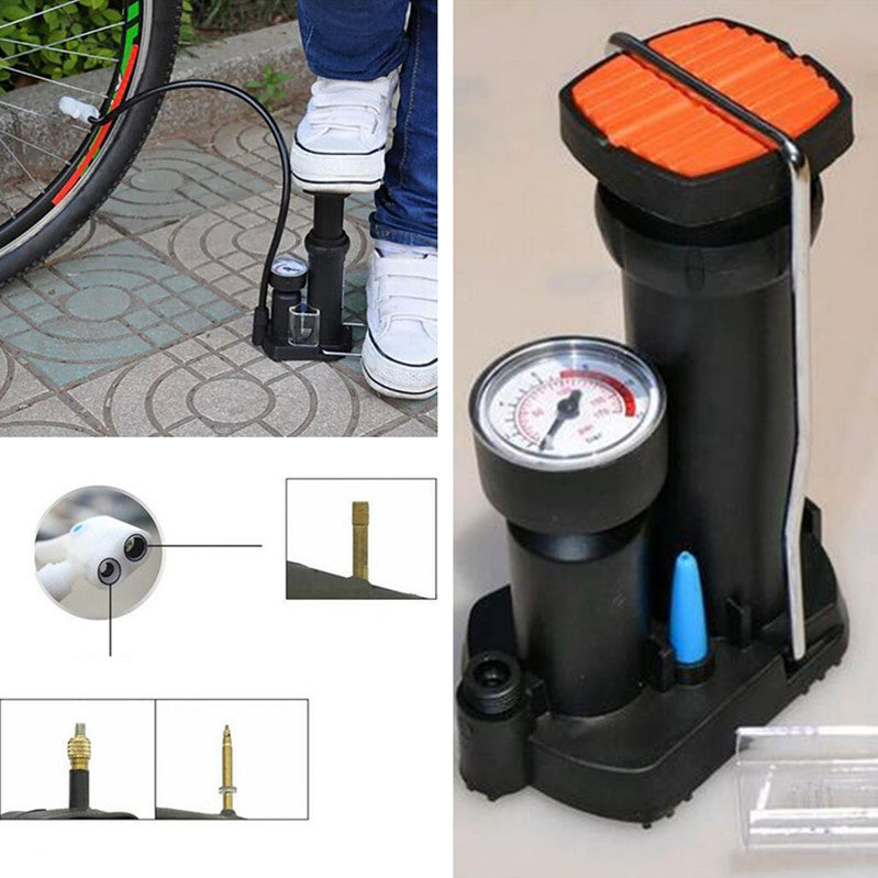 Motorcycle Bike Air Pump Wheel Tyre Tire Portable Pedal Inflator Inflating Tool