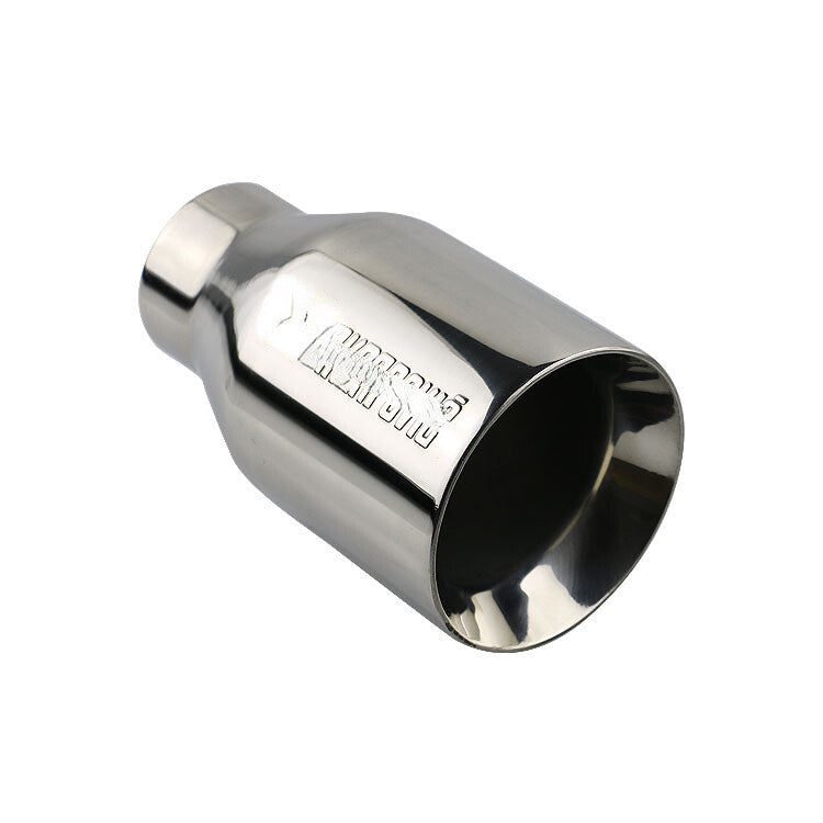 2.36'' Inlet 4'' Outlet Stamped AK Car Exhaust Tip Pipe Straight Cut SLiver