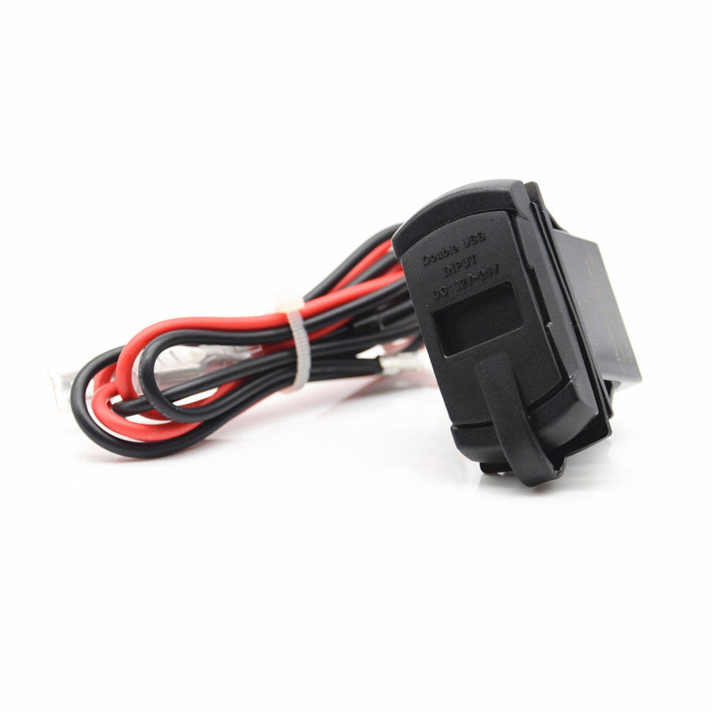 12V Red LED Car Marine Boat Voltmeter Dual USB Charger Rocker Push Switch Style