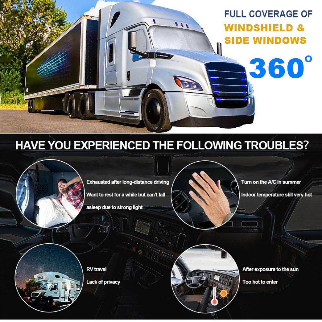 Extra Large Semi-Truck Windshield Side Window Sunshade Foldable UV Block Cover