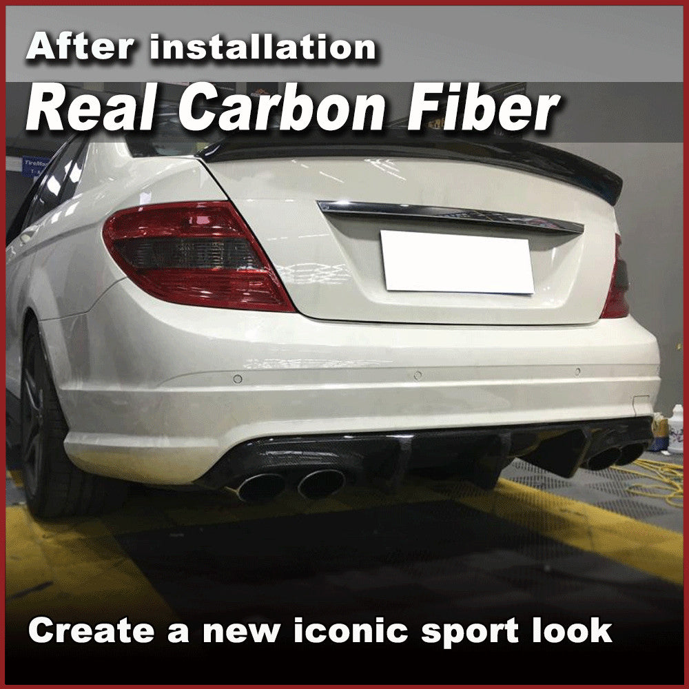 Fit for Benz W204 C63 2008-2011 REAL Carbon Rear Bumper Diffuser Lip Spoiler