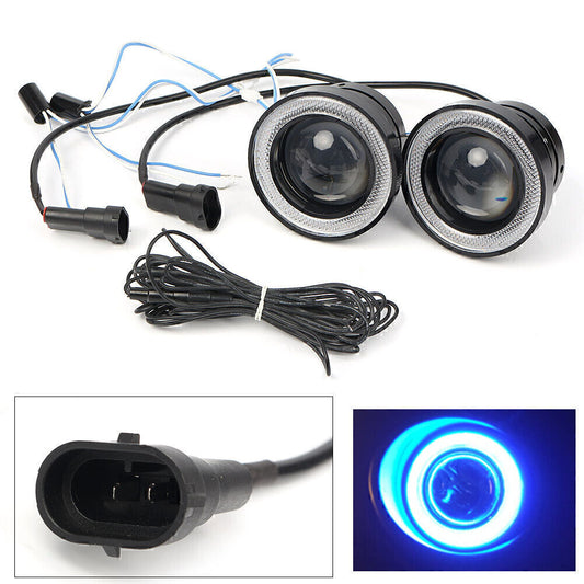 2pcs 2.5¡± Fog Light LED Projector Blue Angel Eye Halo Ring Driving Bulb