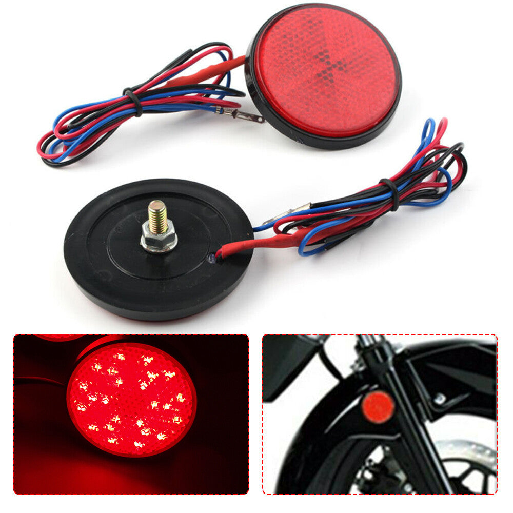 2X Motorcycle Red Round 24 LED Brake Turn Signal Stop Tail Lights Reflector Lamp