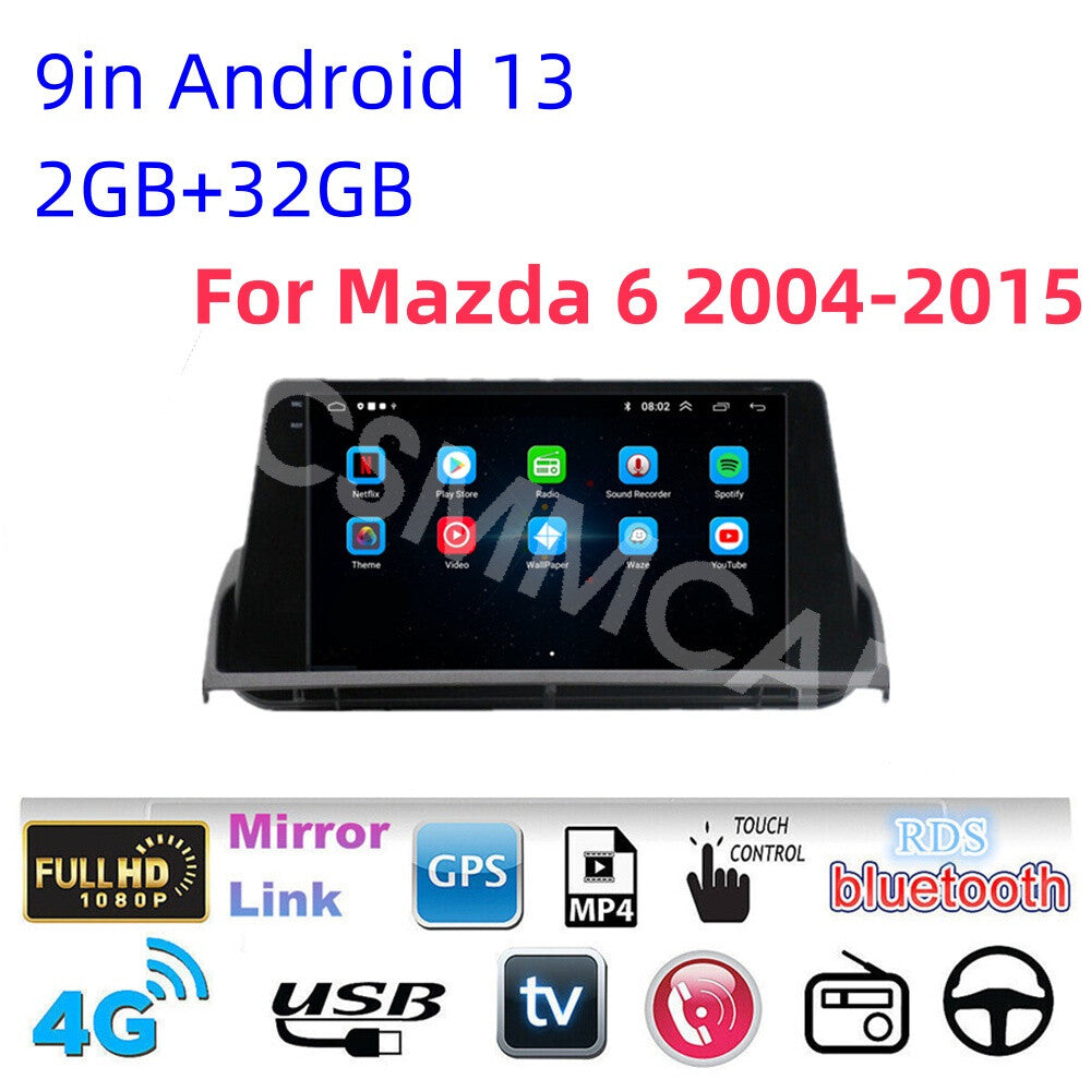 9in Car Video Player GPS Navi Touch Screen Bluetooth Fit for Mazda 6 2004-2015