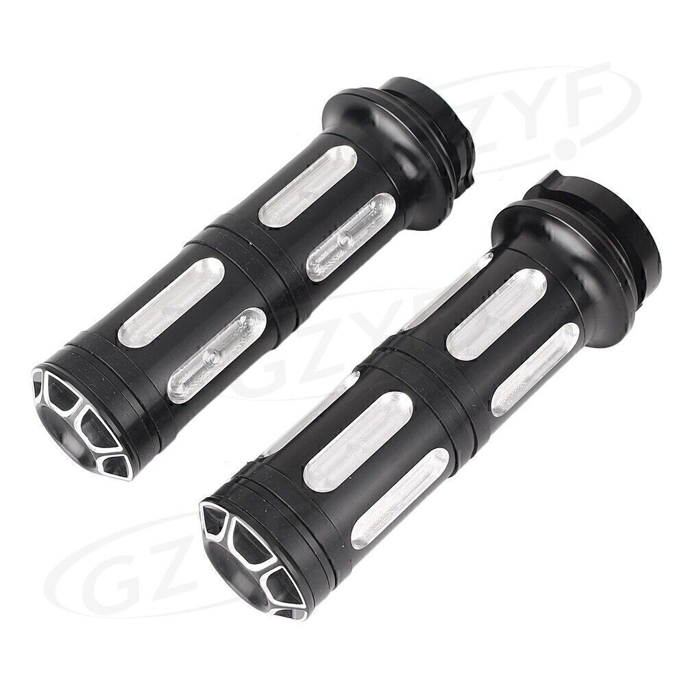 2x CNC 1 Handlebar Hand Grips Fit for Harley Touring Road Street Glide 1996-2007