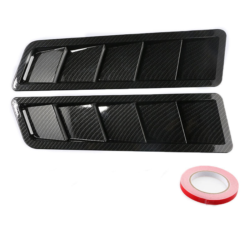 1Pair Car Carbon Fiber Exterior Decoration Hood Sticker Side Air Flow Vent Cover